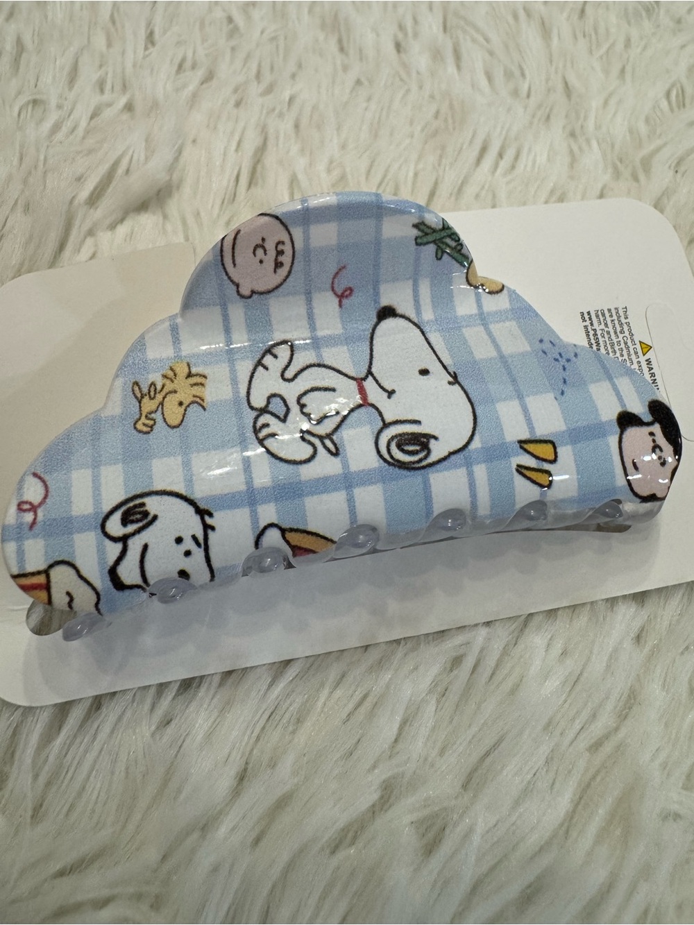 Snoopy Blue Plaid Hair Clip claw